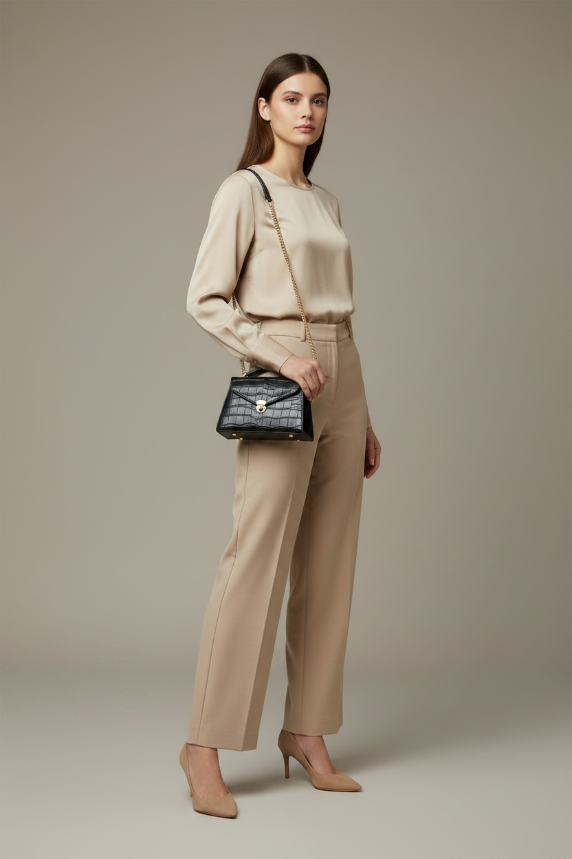 Classique Croc-Embossed Black – Chain Shoulder Variation