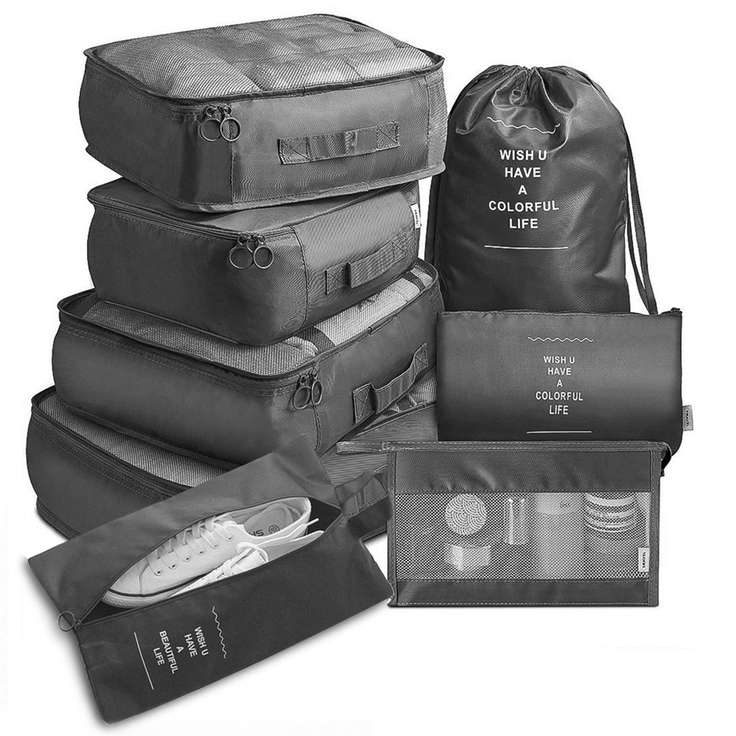Hybrica GO-ON Premium Travel Bag Organizer Packing Cubes set of 8