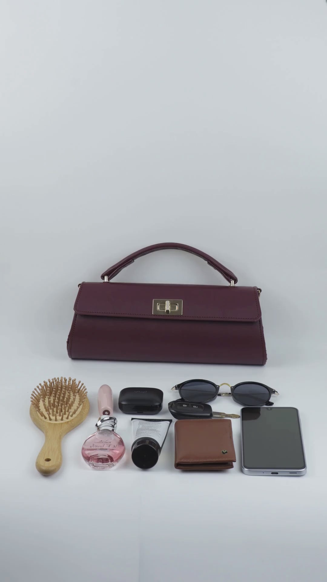 Elisé Smooth East-West Clutch - Burgundy/Wine