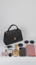 Hybrica Classique Chocolate Brown Croc-Embossed Vegan Leather Satchel Small