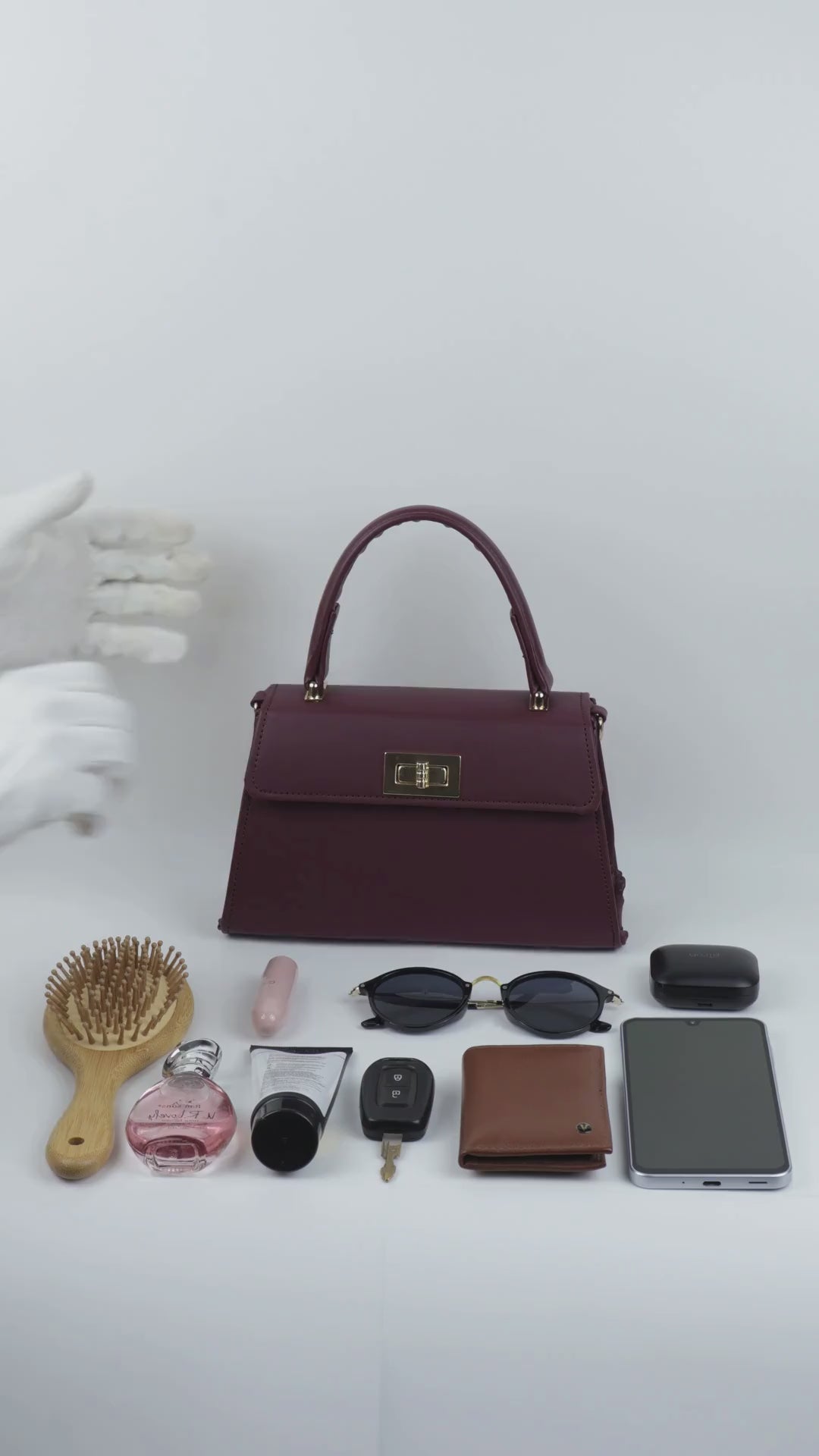 Elisé Smooth Top Handle Satchel - Burgundy/Wine