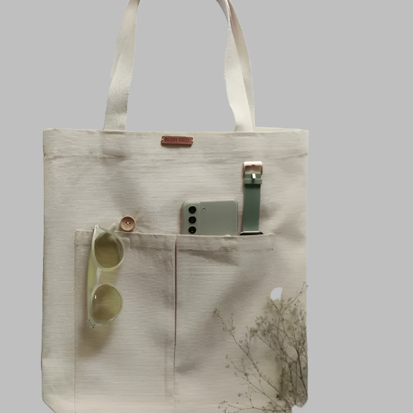 Canvas Tote Bag with Side Pocket